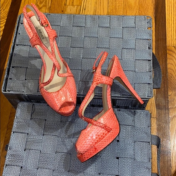 Pink Python Snake Skin Sandals - Picture 1 of 5